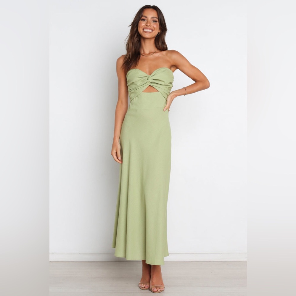 Petal & Pup Strapless Sweetheart Twist Knot Midi Length Dress